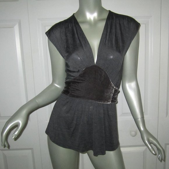 DIANE VON FURSTENBERG Gray Sleeveless Ferna Top - Picture 1 of 6